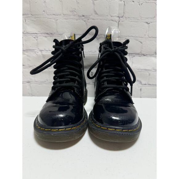 Dr. Martens Airwair AW004 Patent Leather Black Boots side zipper Kids size 12 - Picture 4 of 14